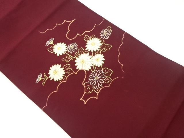 JAPANESE NAGOYA OBI / SHIOZE / EMBROIDERY / KIKU